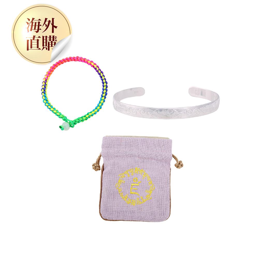 無限發千足銀貔貅財富組+黃財神心咒袋(紫)（限海外直購）Bracelet Set