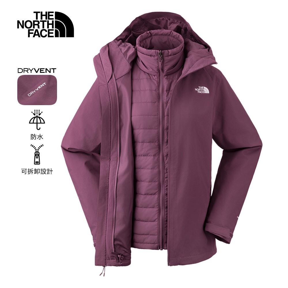 The North Face北面女款紫色DryVent防水透氣鋪棉內裡三合一外套｜5B1X1NI