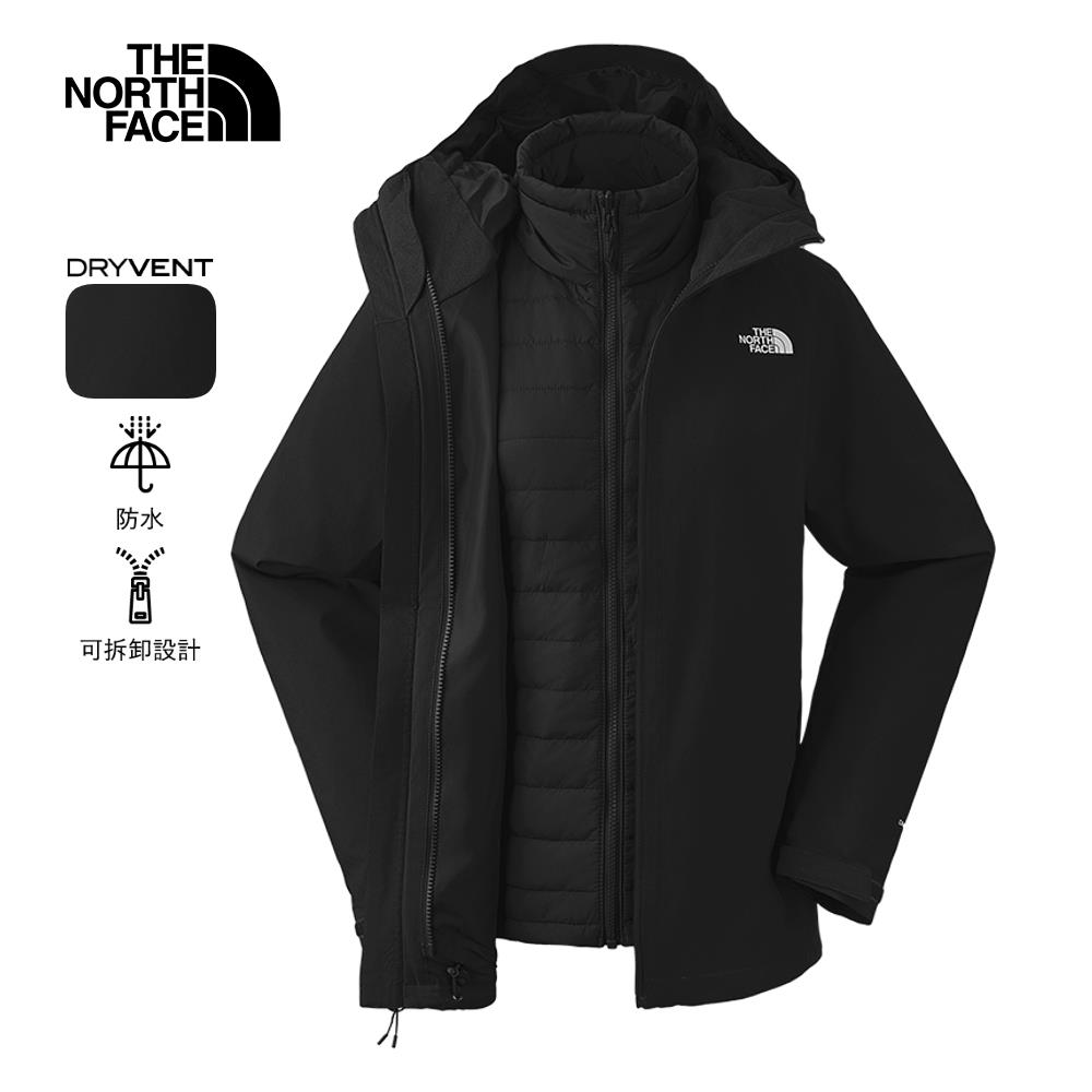 The North Face北面女款黑色DryVent防水透氣鋪棉內裡三合一外套｜5B1X4H0