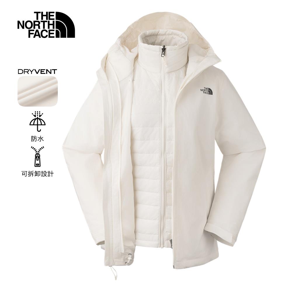 The North Face北面女款米白色DryVent防水透氣鋪棉內裡三合一外套｜5B1XQLI