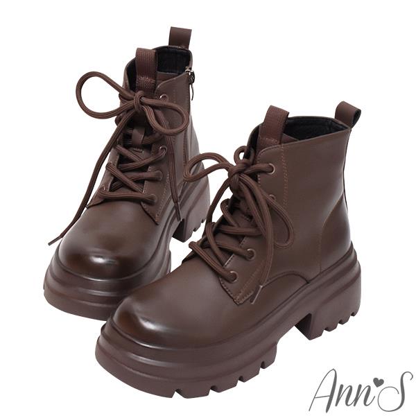 🍀兩雙現折$699🍀Ann’S防潑水材質-顯瘦100分綁帶厚底短靴5cm-咖(版型偏小)