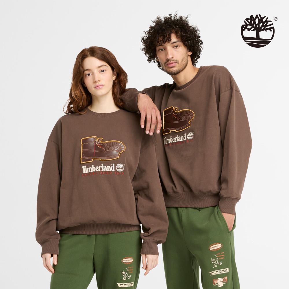Timberland 中性深棕色靴子圖案圓領上衣|A661B243