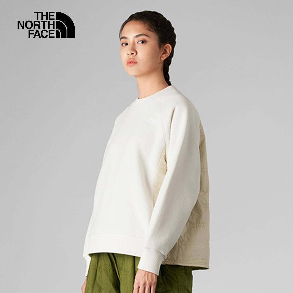 The North Face北面UE女款米白色舒適保暖長袖大學T｜8AGGQLI