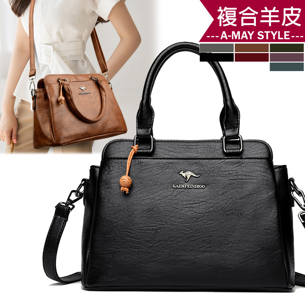 女真皮包 公事包 斜背包 素雅時尚羊皮手提肩背大方包(7色)【XWL821063】＊艾美時尚(現 預)