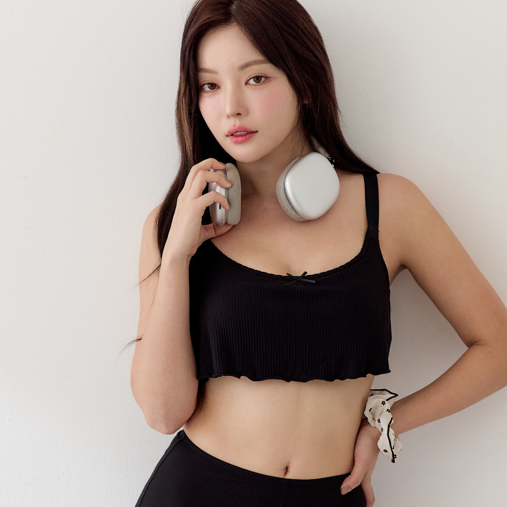 睡眠內衣【晚安推推・啵啵BOBO】莫代爾雙C魔力羅紋捲邊睡衣(辣辣黑)