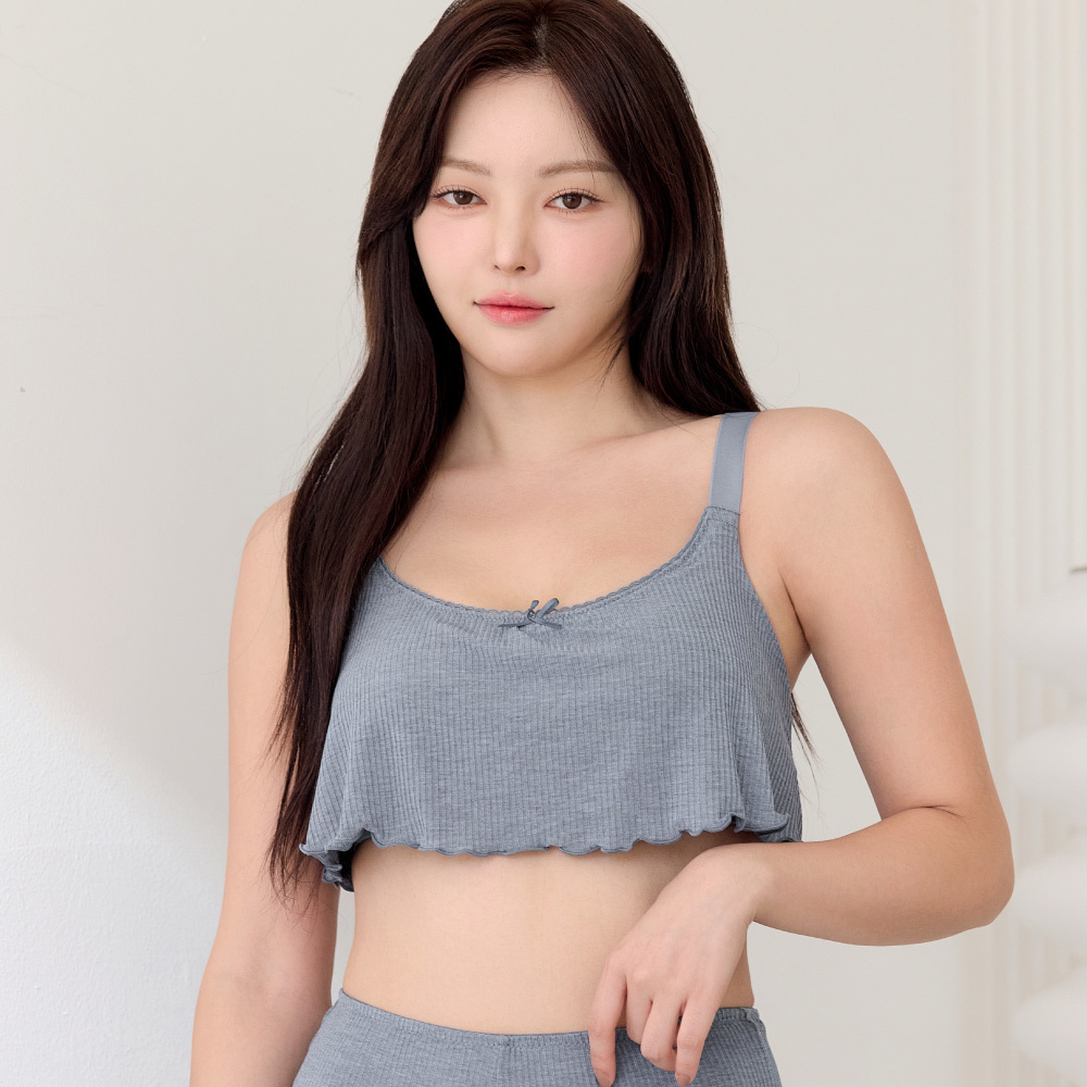 睡眠內衣【晚安推推・啵啵BOBO】莫代爾雙C魔力羅紋捲邊睡衣(暗湖水藍)