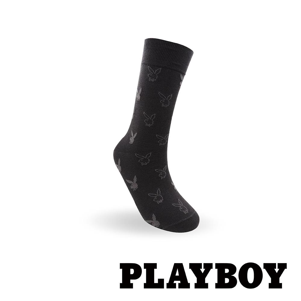 【紳士襪任選3雙469】 PLAYBOY  經典兔頭休閒襪-鐵灰(BB5523)
