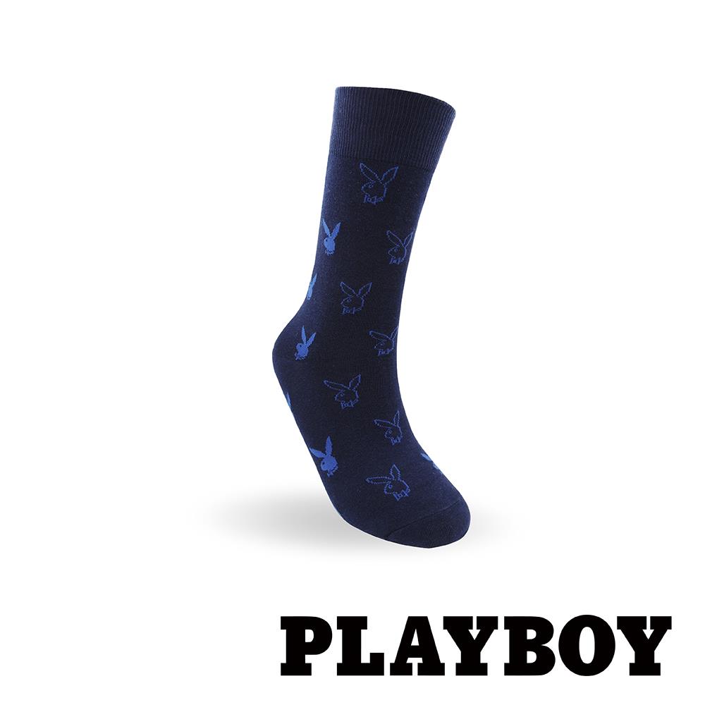 【紳士襪任選3雙469】 PLAYBOY  經典兔頭休閒襪-丈青(BB5523)