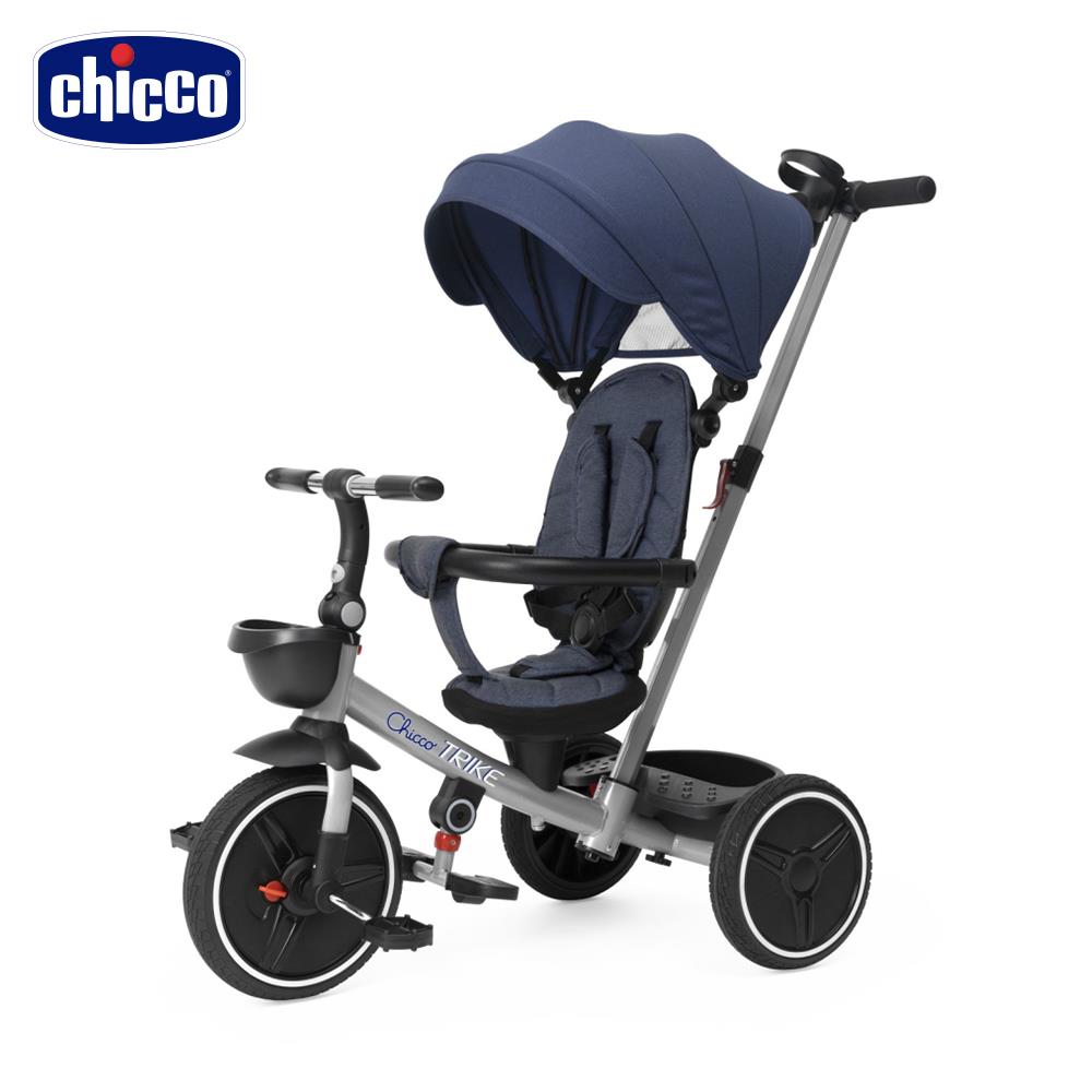 chicco-4合1多功能可折疊嬰兒三輪車-經典藍(嬰兒手推車)[預購1/3依序出貨]