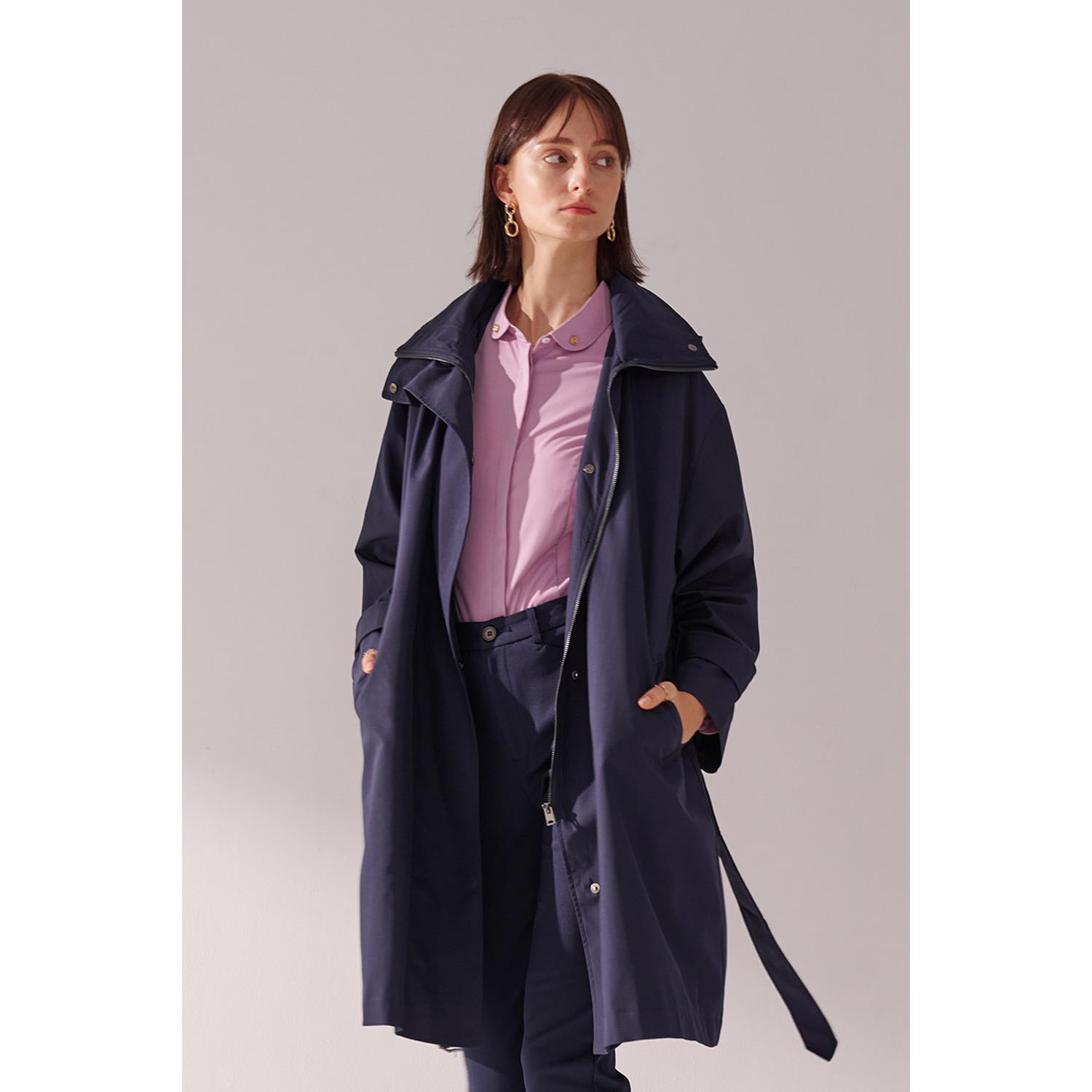 SST&C 墨藍長版連帽輕風衣｜01142410004  (Outlet)