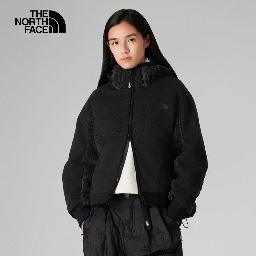 The North Face北面UE女款黑色舒適保暖可拆卸連帽抓絨外套｜8AGKKT0