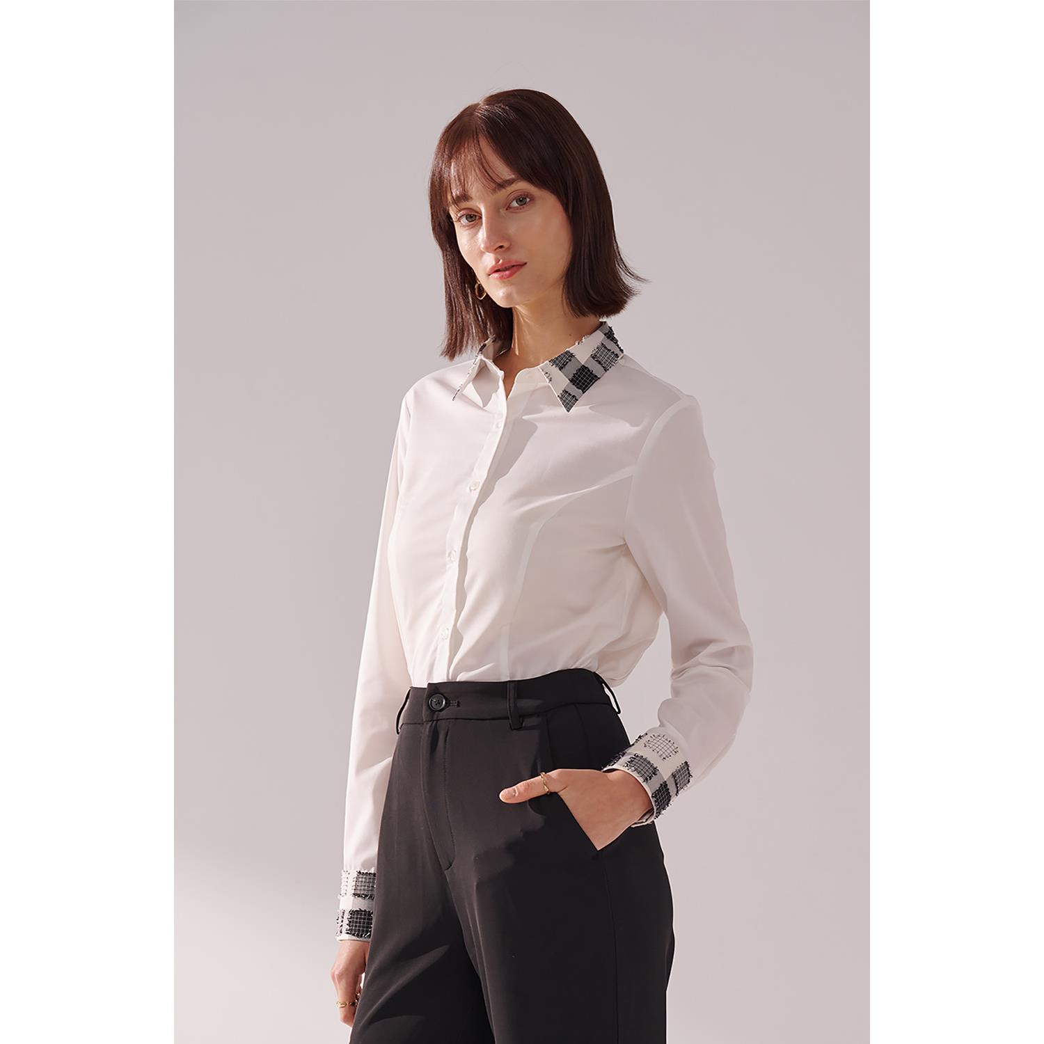 SST&C 格紋拼接方領合身襯衫｜01062411002 (Outlet)