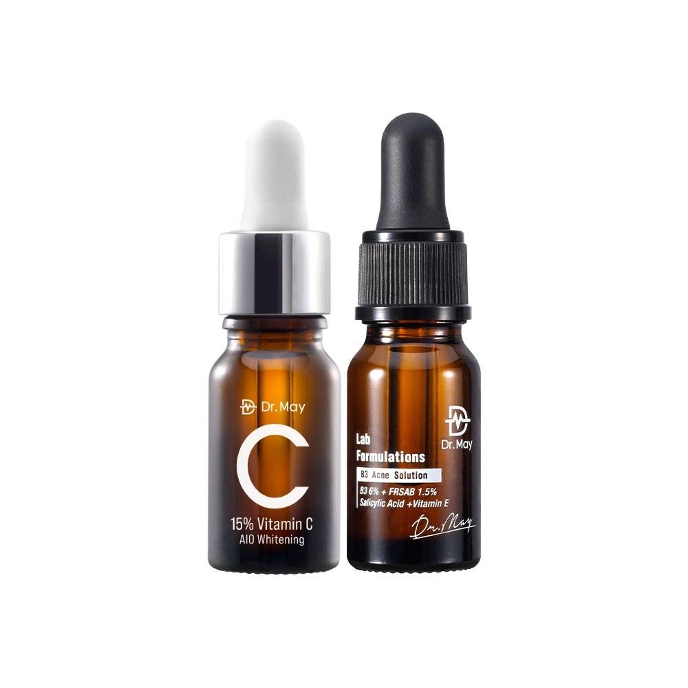 【Dr. May】美博士專業抗痘亮白2入組-B3抗痘精華(10ml)+C15%美白精華(10ml)早C晚B女人我最大節目推薦