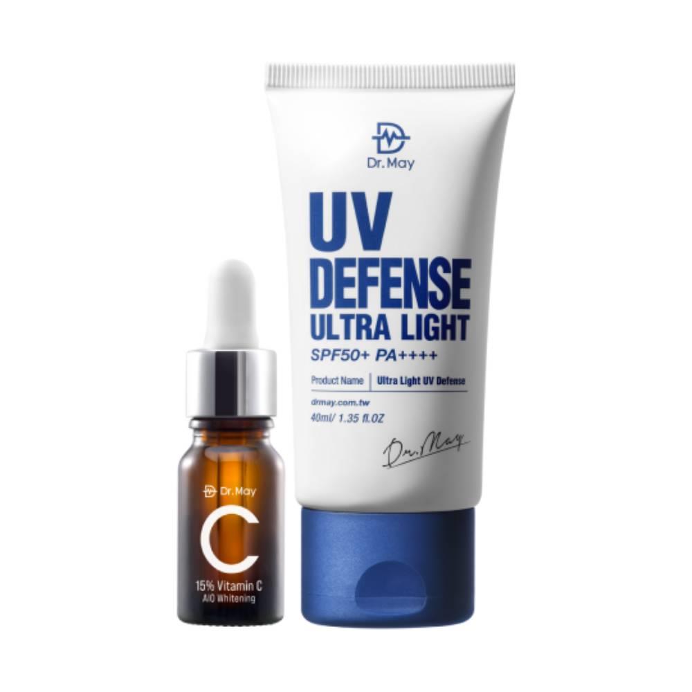 【Dr. May】美博士專業隔離清爽防曬乳SPF50(40ml)+C15%美白精華(10ml)維C精華