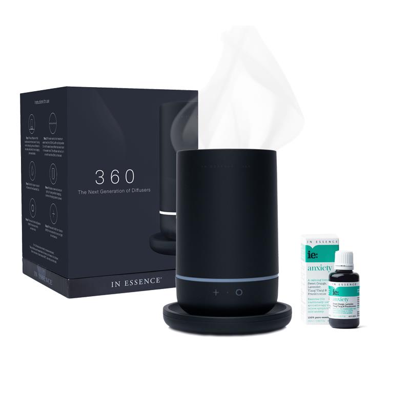 49折↘In Essence 360超聲波精油噴霧器(時尚霧黑)+無憂無慮複方精油25ml