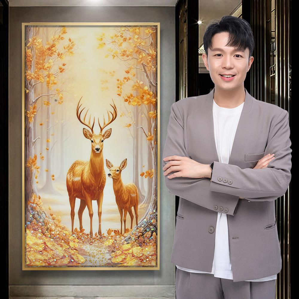 祿鹿生財晶鑽畫－【招財、事業、旺家運】