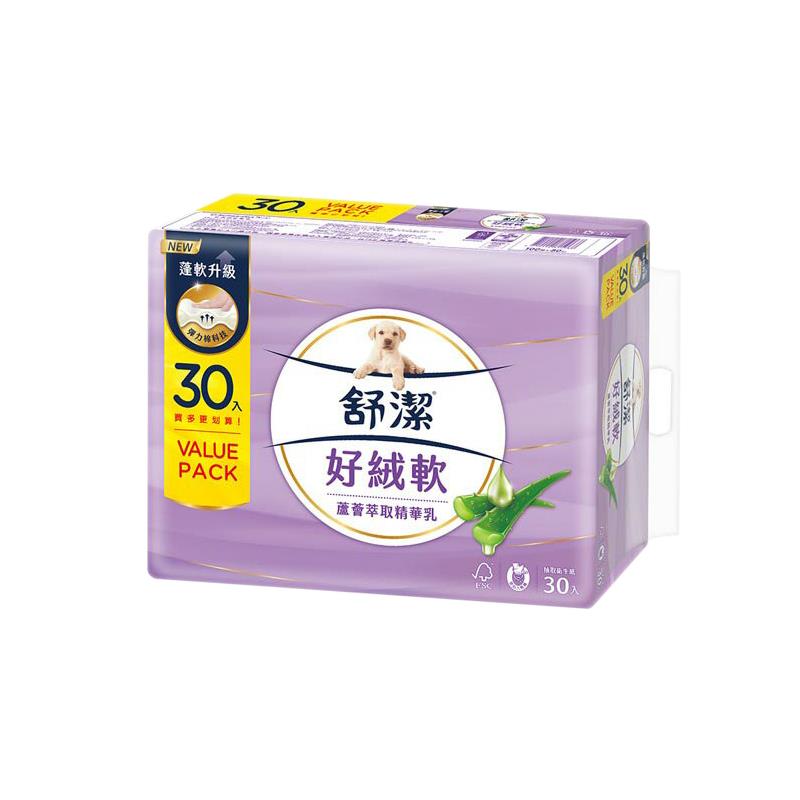 【Kleenex舒潔】好絨軟蘆薈萃取抽取衛生紙(100抽x30包/串)