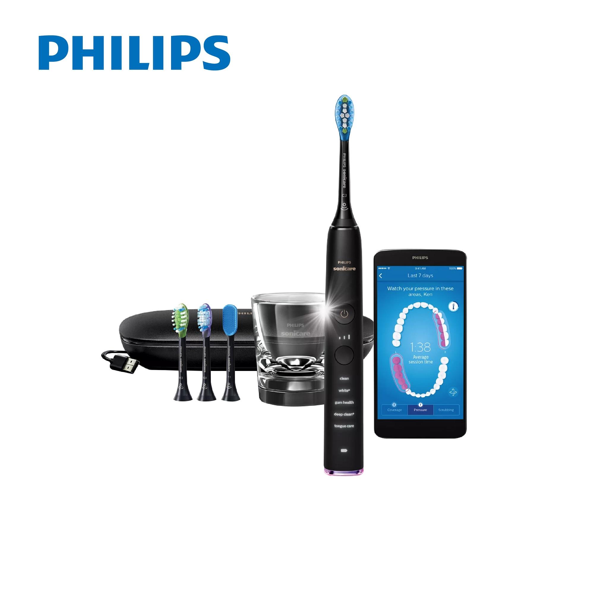 【PHILIPS】飛利浦鑽白極淨智能電動音波牙刷((HX9924/12)(爵士黑))