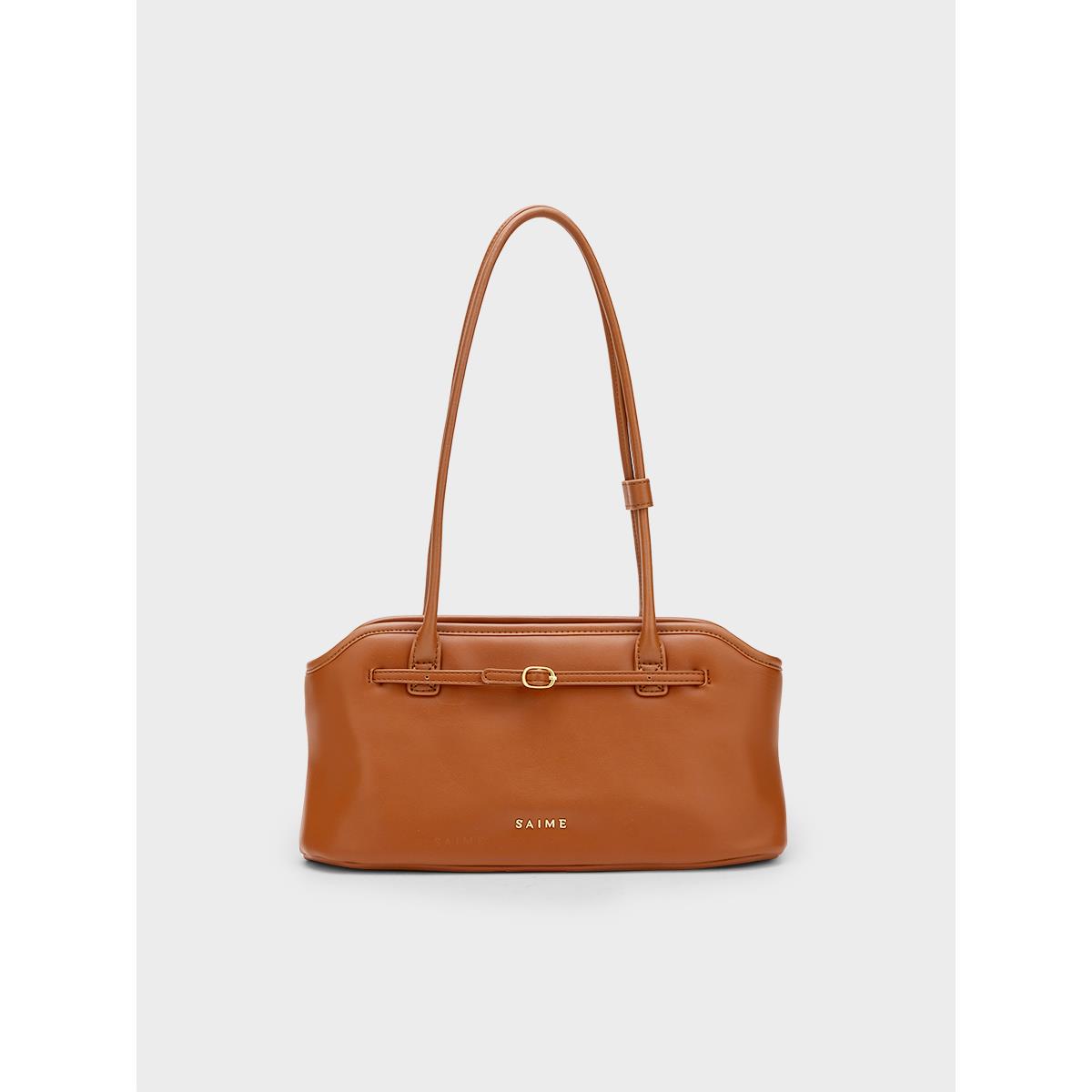 ★S'AIME Jennie皮帶釦肩背包 (S)ハンドショルダーバック/送料込 S'AIME 皮革/燈芯絨Jennie包細皮帶釦手提包肩背包托特包(賣場內