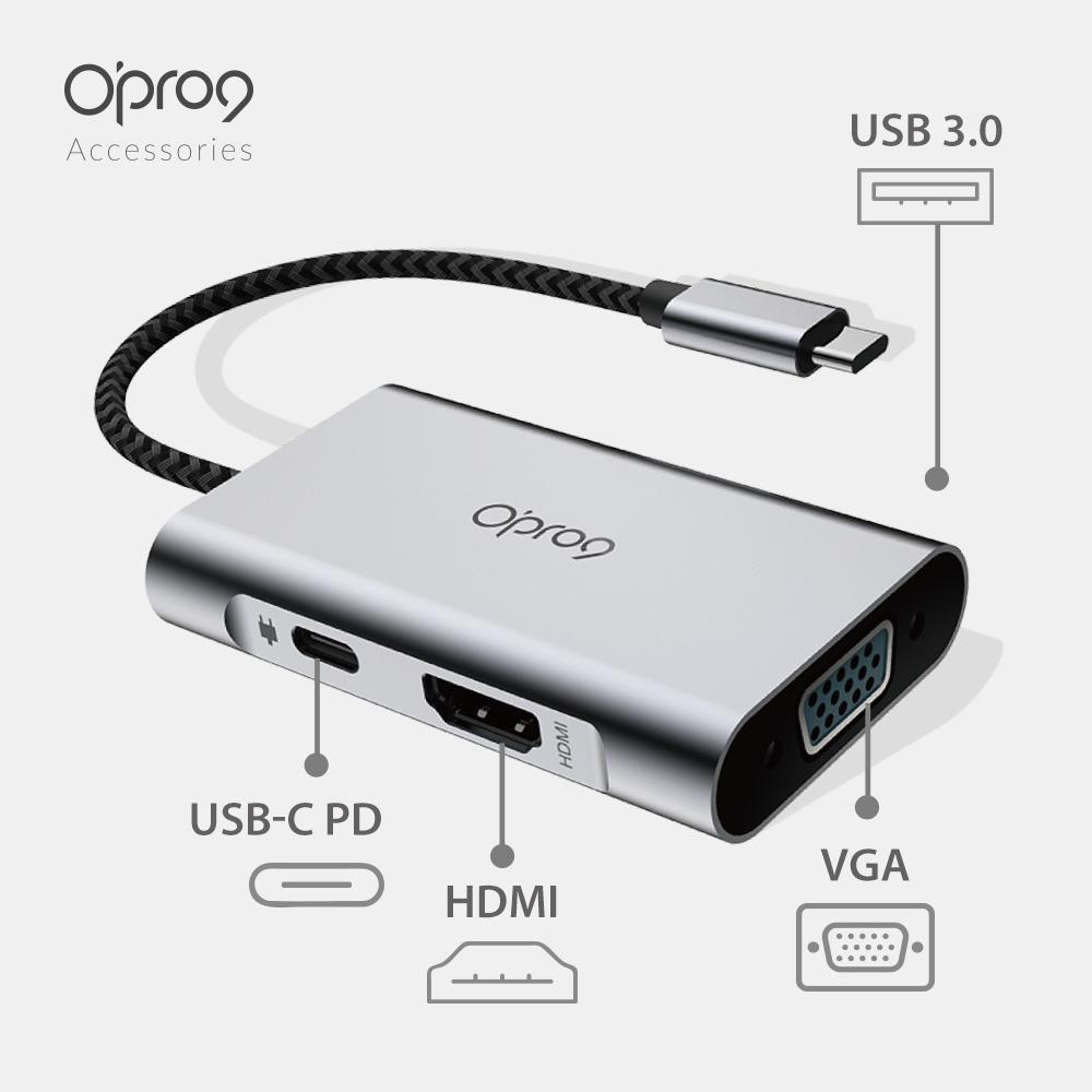 Opro9 USB-C 四合一多功能轉接器 + Opro9 GaN氮化鎵 65W mini 快充電源供應器