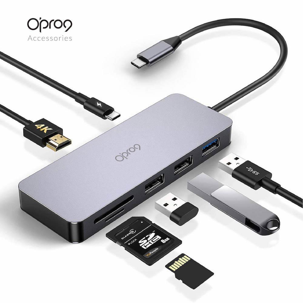 Opro9 USB-C 7合1多功能轉接器100W + Opro9 GaN氮化鎵 65W mini 快充電源供應器