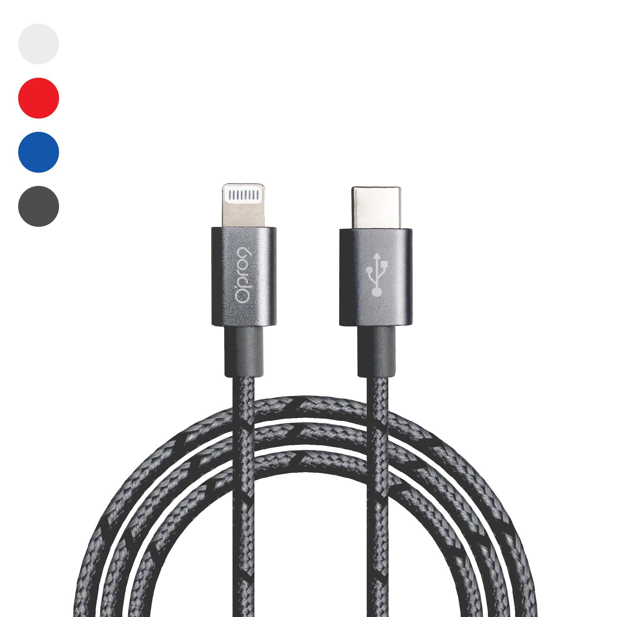 【單色五入組】Opro9 蘋果原廠MFi認証 USB-C to Lightning 編織數據線