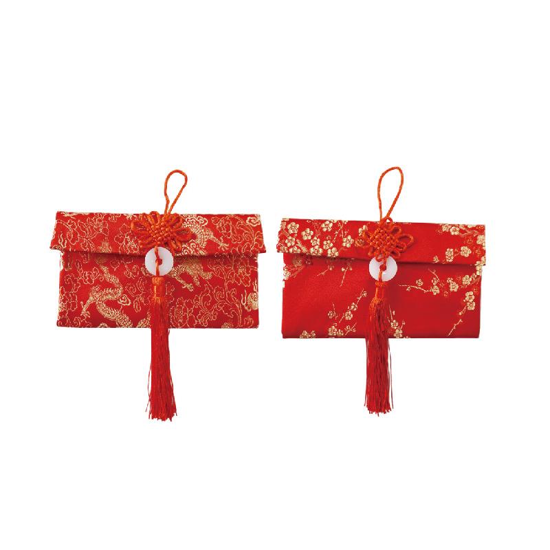 節慶系列 流蘇布紅包袋(橫式)-招財/福