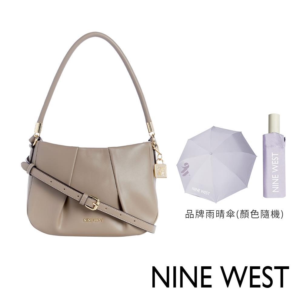 【NINE WEST 】抓皺手提肩背包-焦糖奶 雨晴傘(193314186123 G0016)