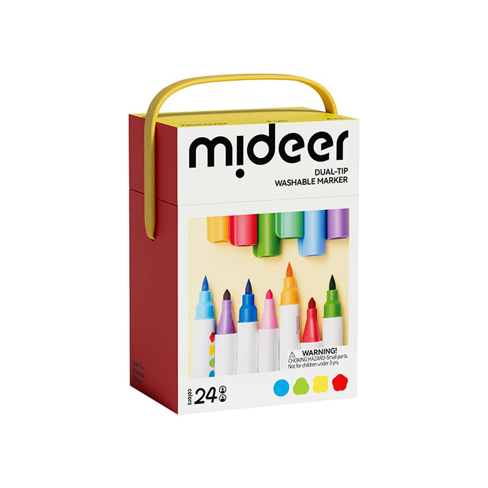 MiDeer 雙頭可洗式彩色筆-硬頭&軟毛頭 (12/24/36色)