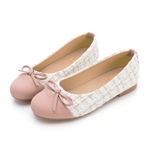 【零碼挖寶 第2雙再享75折】PLAYBOY 小香風 金蔥毛呢圓頭娃娃鞋 -米粉(PY0671)