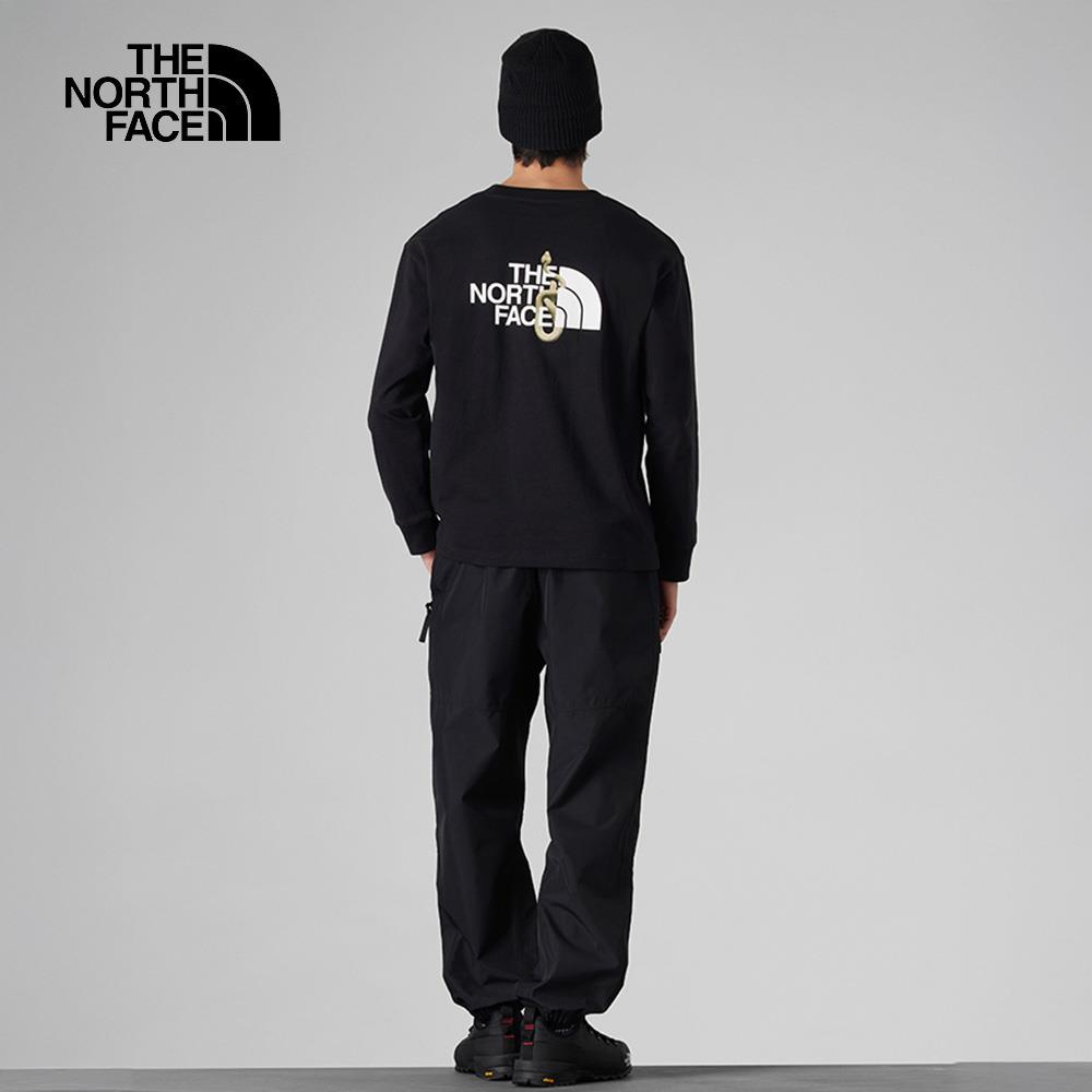 【新年款】The North Face北面UE男款黑色純棉蛇紋印花長袖上衣｜8C7HJK3