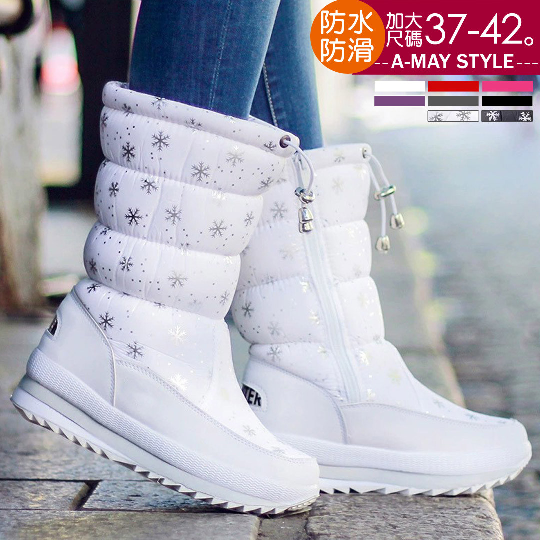 女鞋 雪地靴 時尚保暖加絨防水防雪防滑束帶中筒雪靴(37-42碼)【XSBZ1150】＊艾美時尚(現 預)