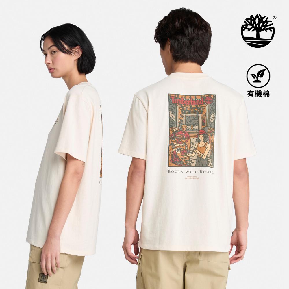 Timberland 中性灰白色背後印花短袖T恤|A6A9KCR3