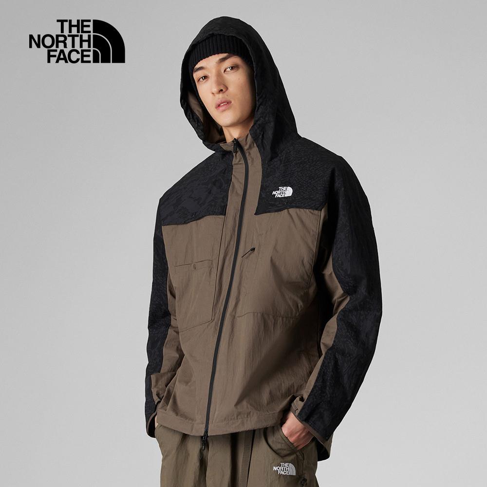 The North Face北面UE男款灰褐色下擺可調節連帽防風外套｜8CJE21L