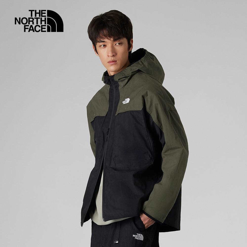 The North Face北面UE男款灰褐色下擺可調節連帽防風外套｜8CJE21L