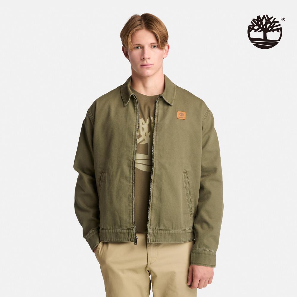 Timberland 男款軍綠色帆布外套|A6AUGA58