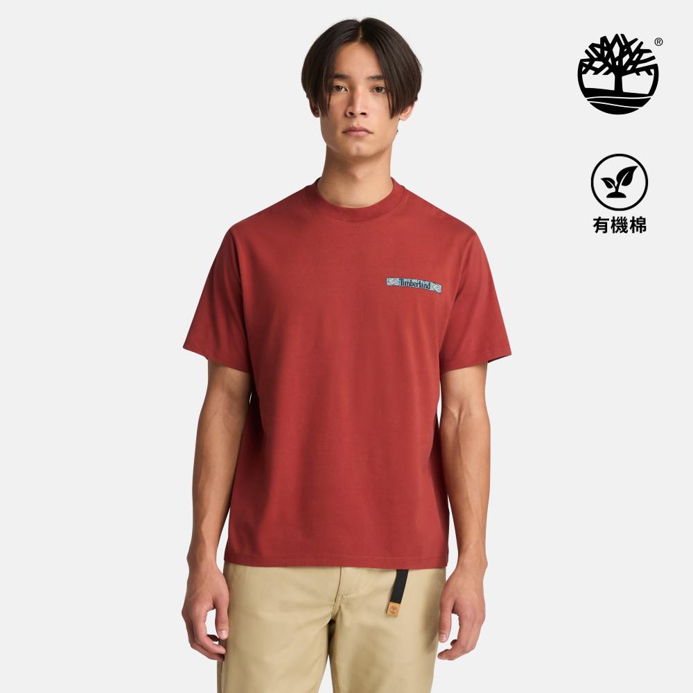 Timberland 男款暗紅色圖案短袖T恤|A6AA7EOD