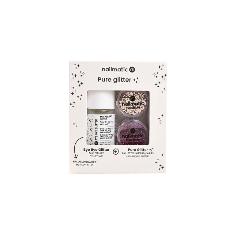 nailmatic 生物基金蔥亮片/可剝離護甲底油組-Gold金(L)+Pink粉紅(M)