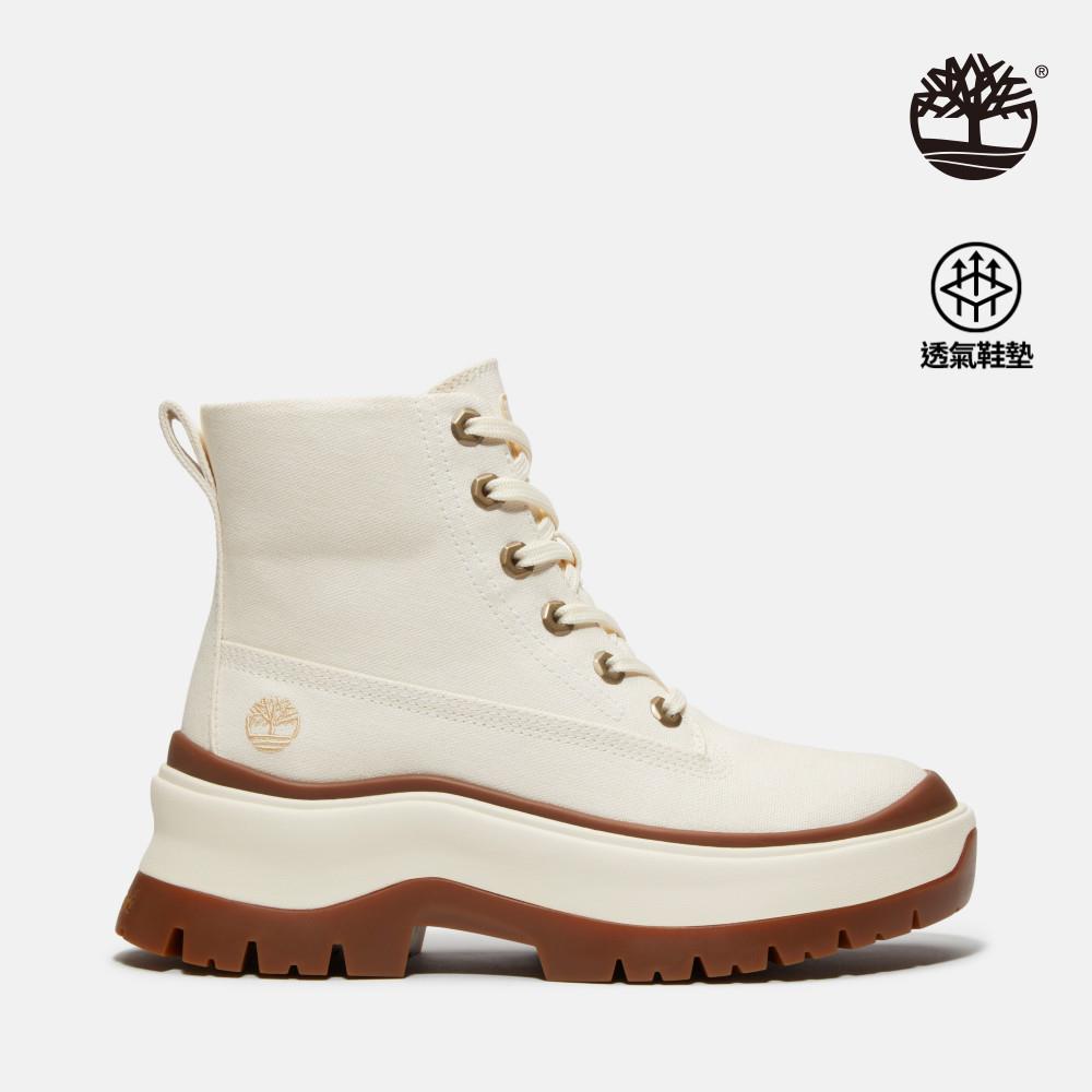 【網路限定】Timberland 女款象牙白帆布中筒休閒靴|A2R1AETJ