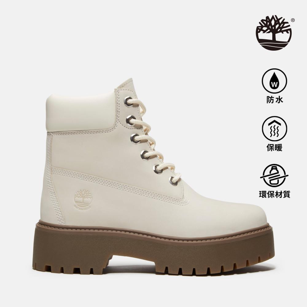 Timberland 女款象牙白Stone Street 6吋厚底防水靴|A2H3CEX4