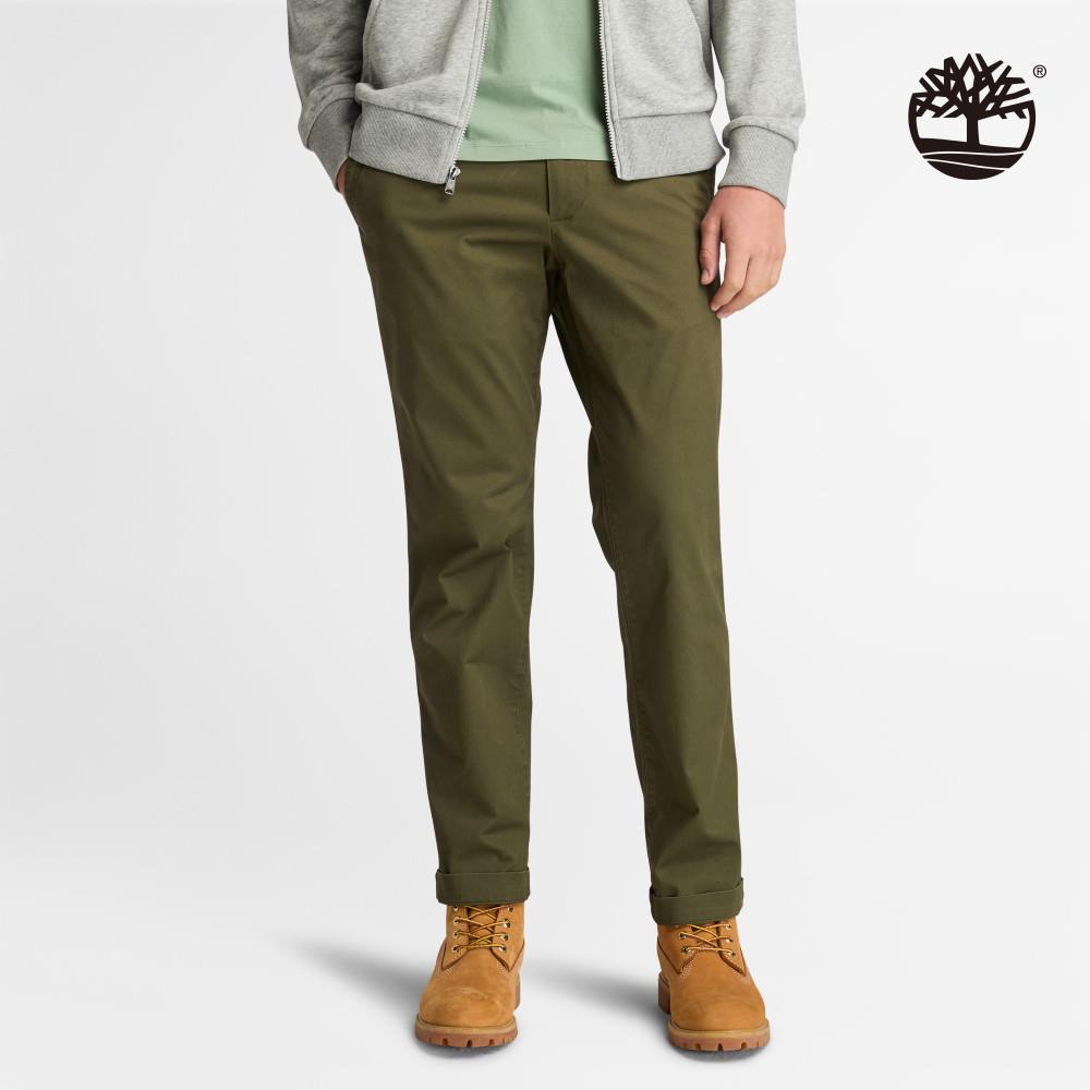 【網路限定】Timberland 男款軍綠色直筒卡其長褲|A6C2GA58
