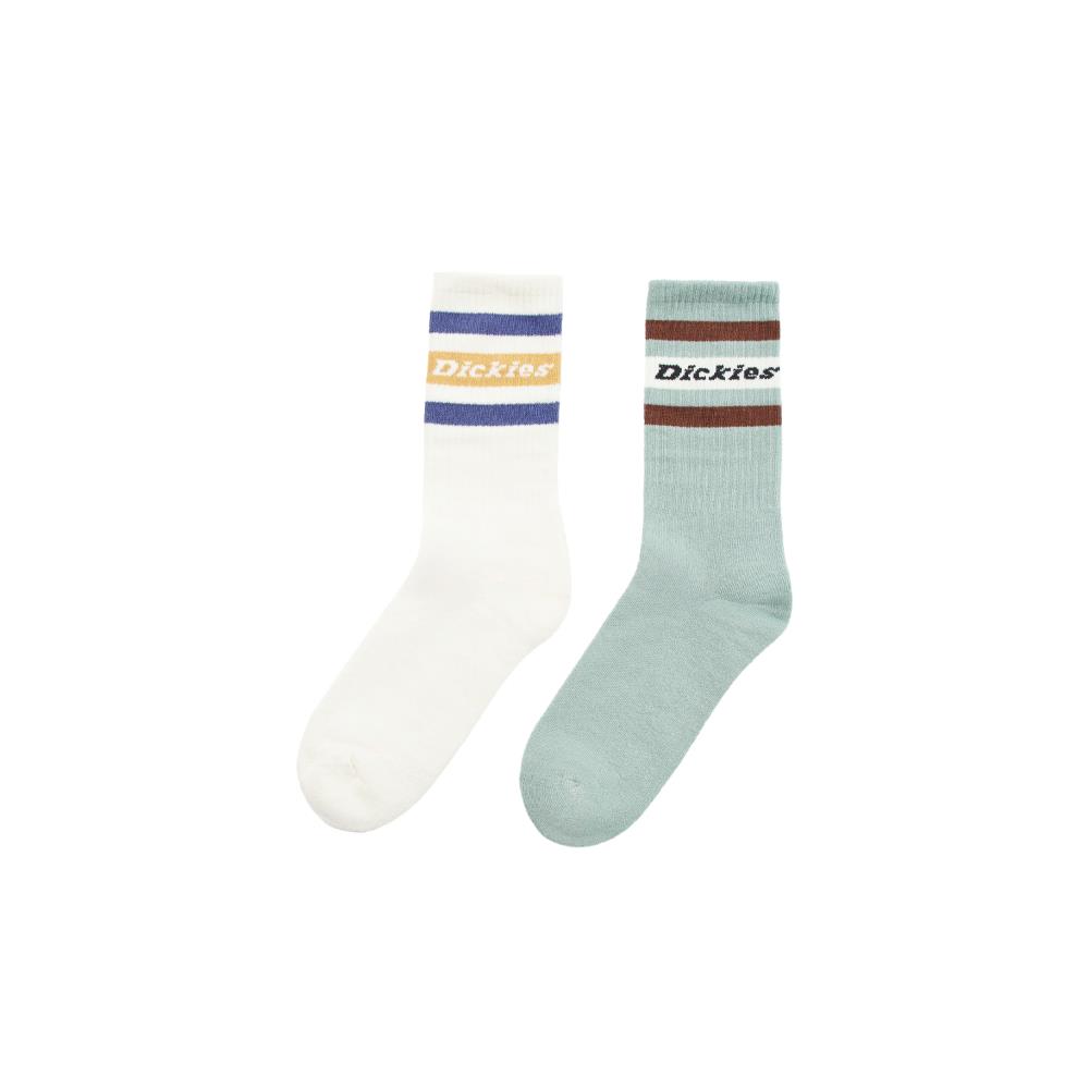 Dickies男女款冰山綠撞色線型品牌Logo中筒襪(二雙入)|DK0A4XDKK36