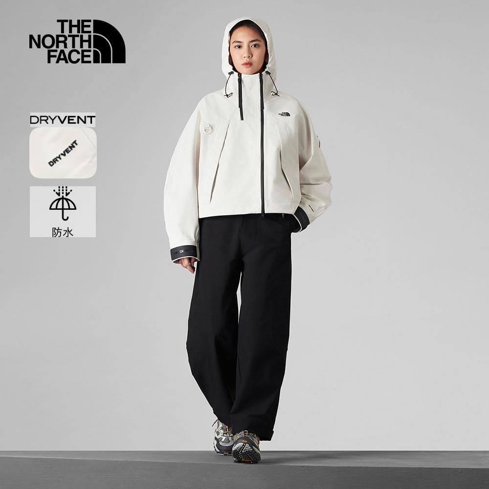 The North Face北面UE女款米白色DryVent防水透氣連帽衝鋒衣|8CHXQLI