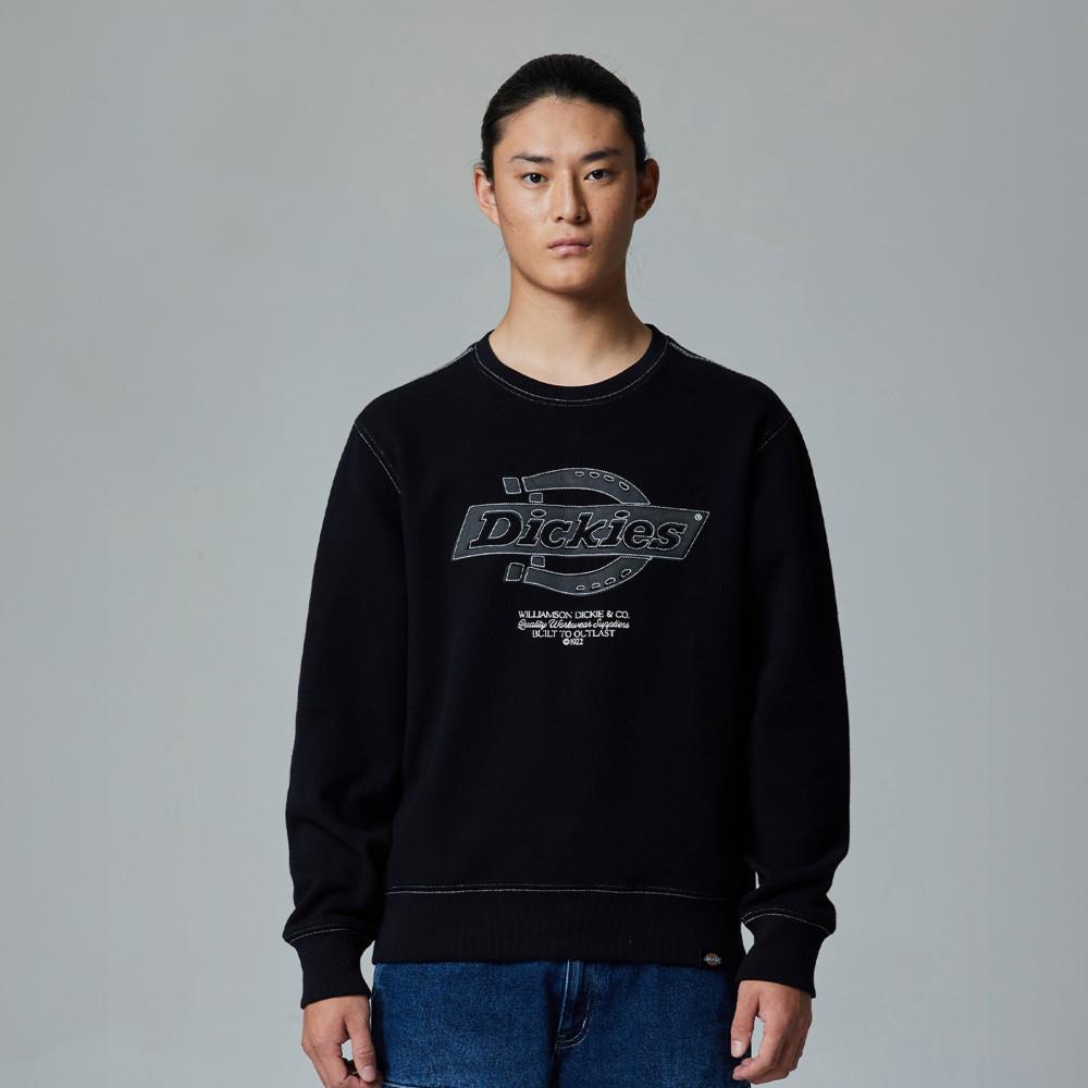 Dickies男款黑色胸前大尺寸Logo長袖大學T|DK0A868LBLK
