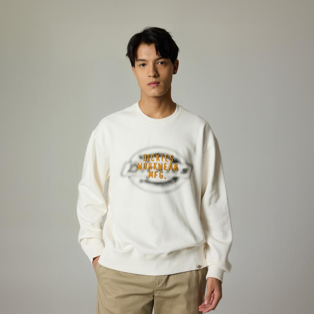Dickies男款米白色內抓絨胸前立體Logo文字保暖休閒大學T|DK0A868MC48