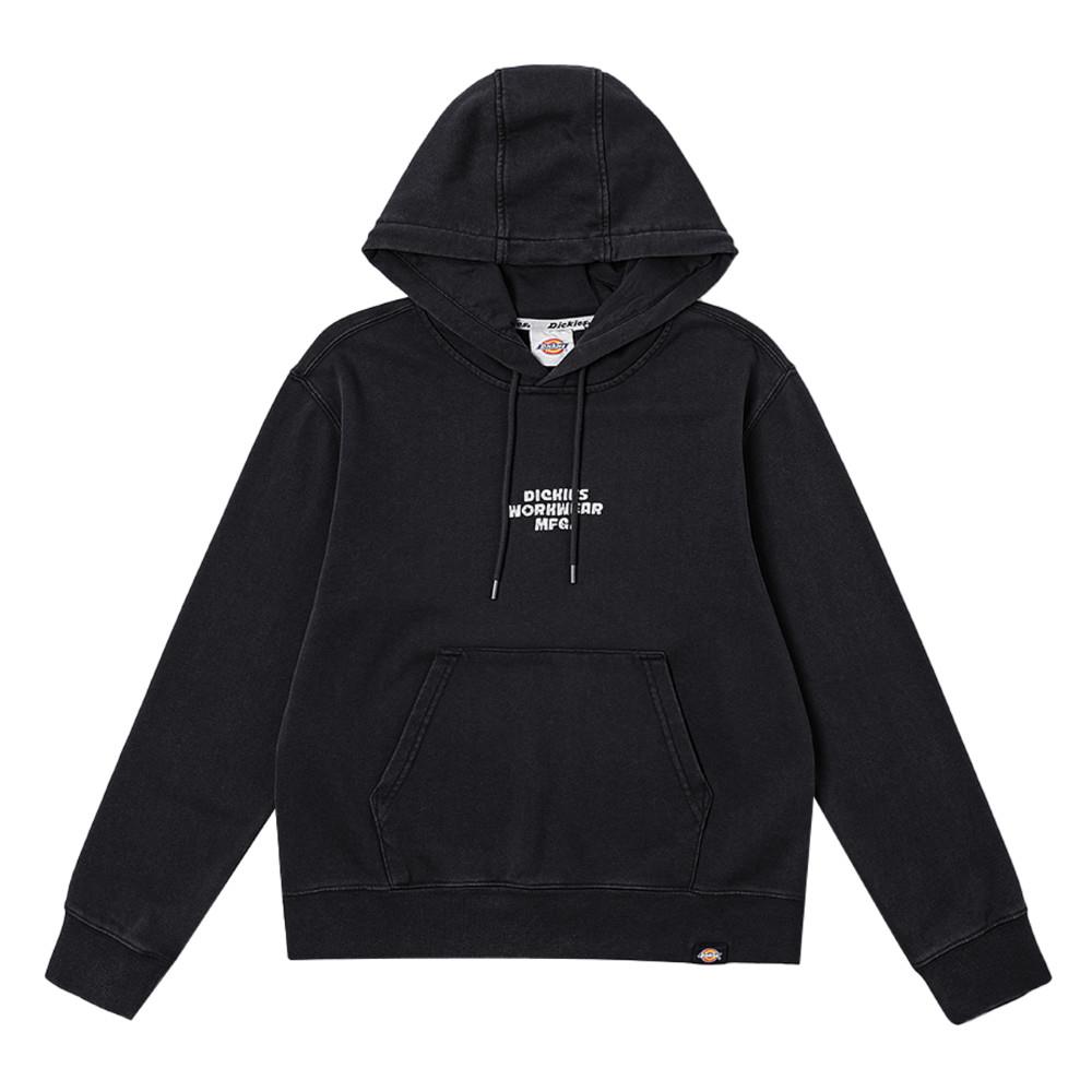 Dickies女款黑色水洗胸前文字刺繡設計休閒連帽大學T|DK0A868UBLK