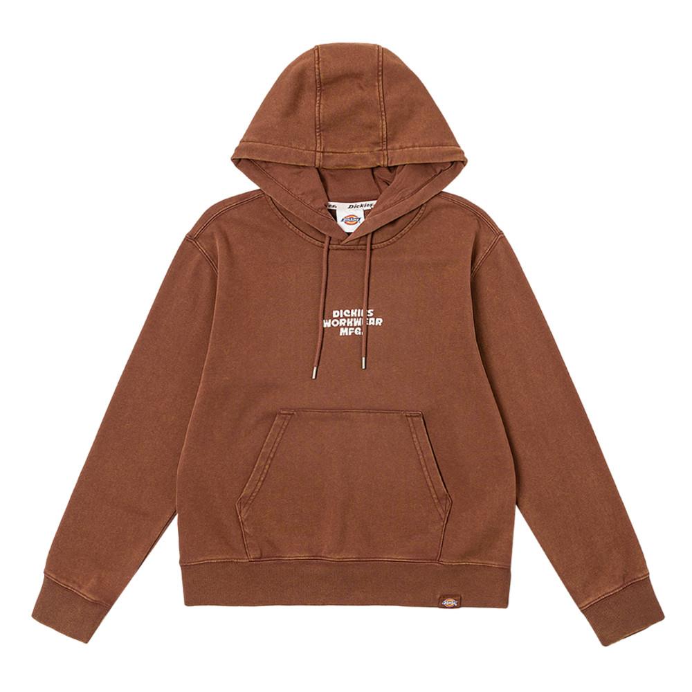 Dickies女款卡布奇諾棕水洗胸前文字刺繡設計休閒連帽大學T|DK0A868UK47