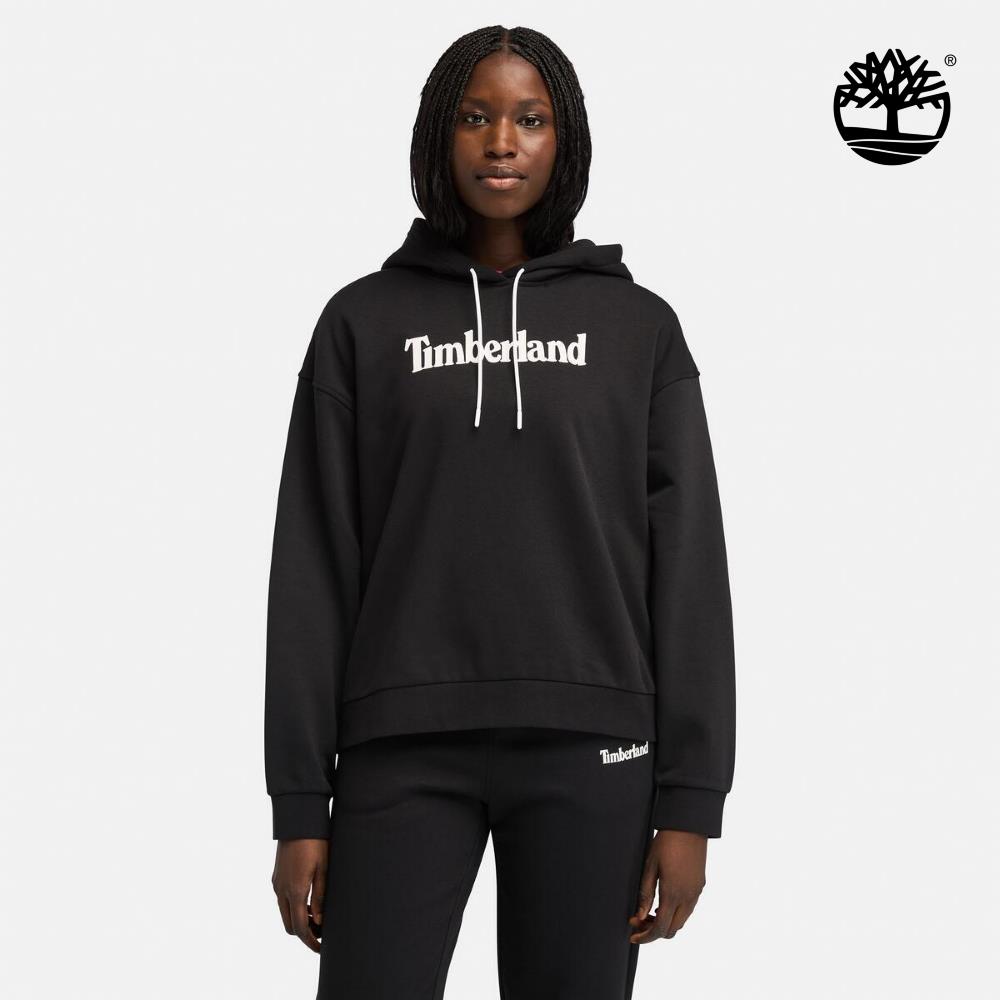 Timberland 女款黑色LOGO連帽上衣|A645Y001