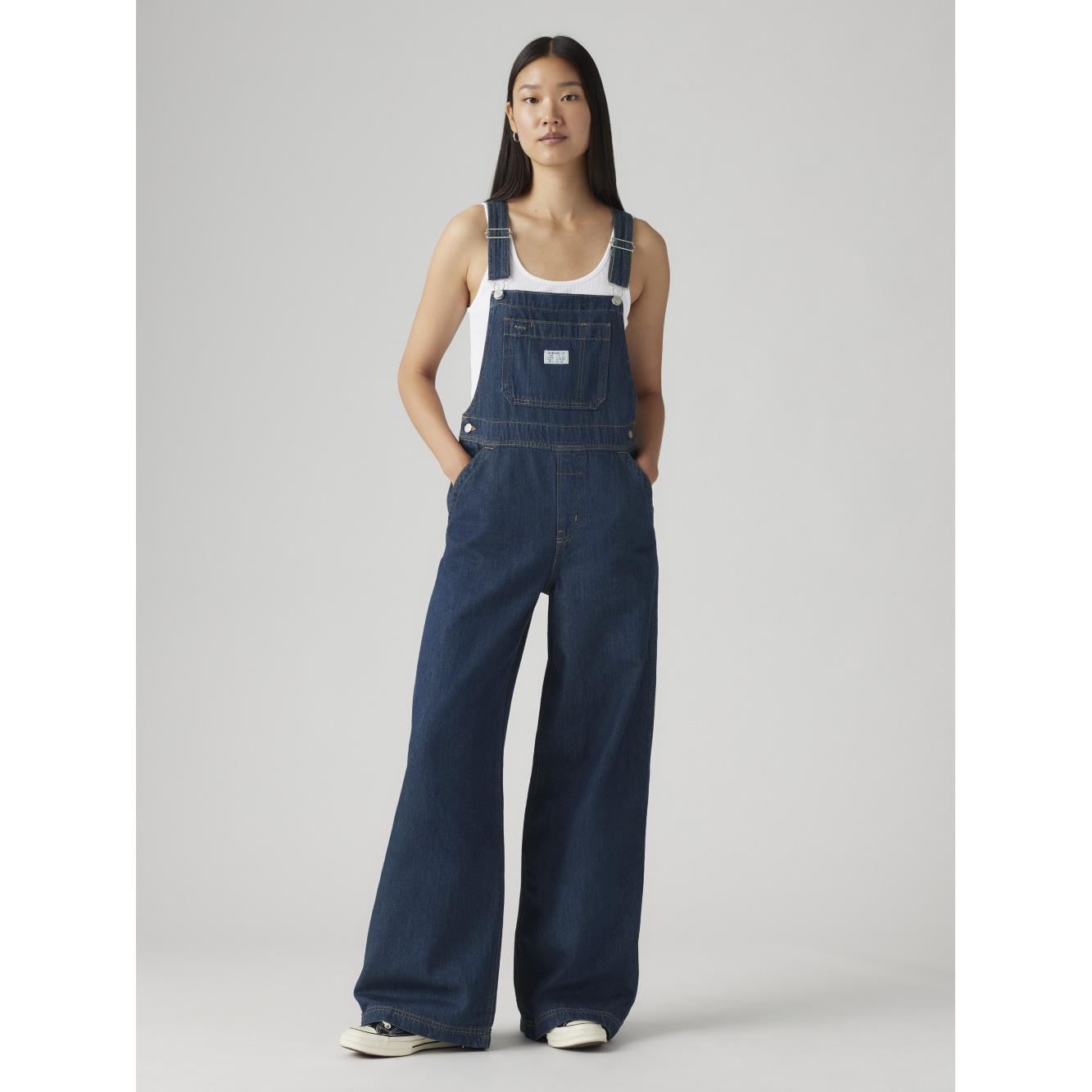 女款 寬管吊帶牛仔褲 人氣新品