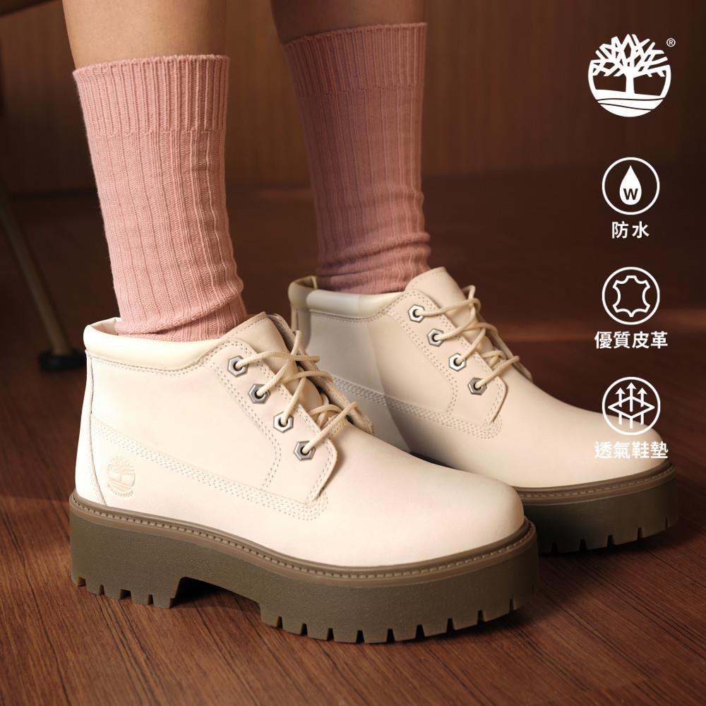 Timberland 女款象牙白Stone Street防水厚底中筒靴|A2HA9EX4